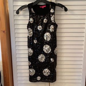 Dress with silver polka dots